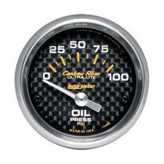 El Camino Oil Pressure Gauge, Mechanical, 2-1/16", Carbon Fiber Series, Autometer, 1959-1987