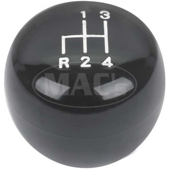 Ford Mustang Manual Transmission Floor Shift Knob - 4 SpeedPattern In White - Black Bakelite Knob