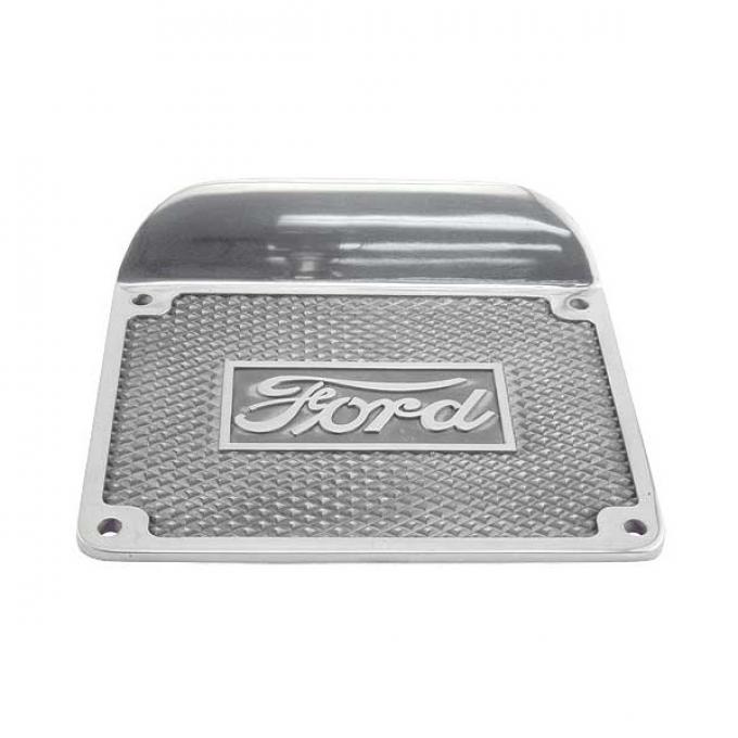 Model T Ford Running Board Step Plate - Polished Aluminum -Ford Script - 6-1/2 X 8-1/2