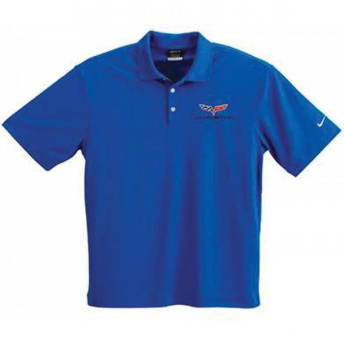 Corvette Polo Shirt, Men's, Nike Dri-Fit, Micro Pique, Royal Blue