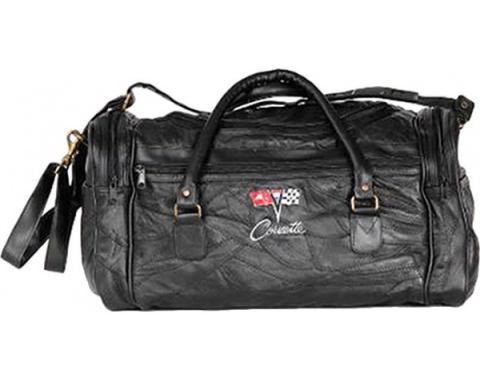 Corvette Leather Road Trip Bag With C2 Embroidered Emblem