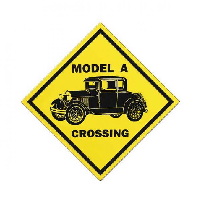 Model A Crossing Sign - Coupe - 19 X 19 - Black Print On Yellow Background