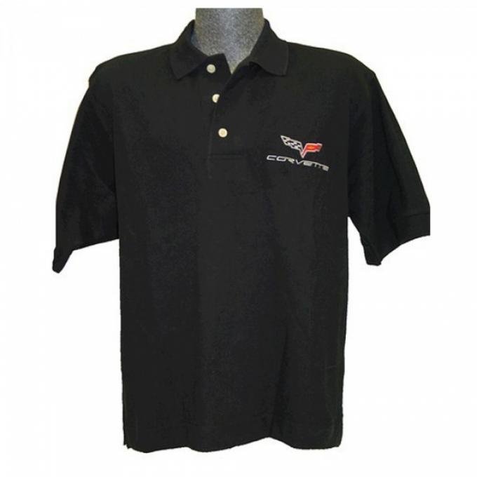 Corvette C6 2005-2013 Custom Embroidered Men's Pima Cotton Polo, Black, XS-4XL