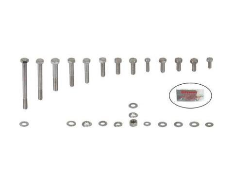 Ford Pickup Truck Engine Hardware Kit - Original Style - Stainless Steel - 351M V8 With Cast Valve Covers