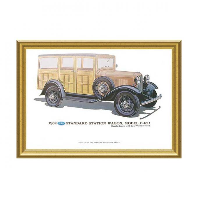 Print - 1932 Ford Station Wagon (B150) - 12 X 18 - Framed