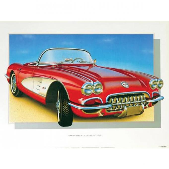 1960 Corvette Roman-Red Print By Hugo Prado