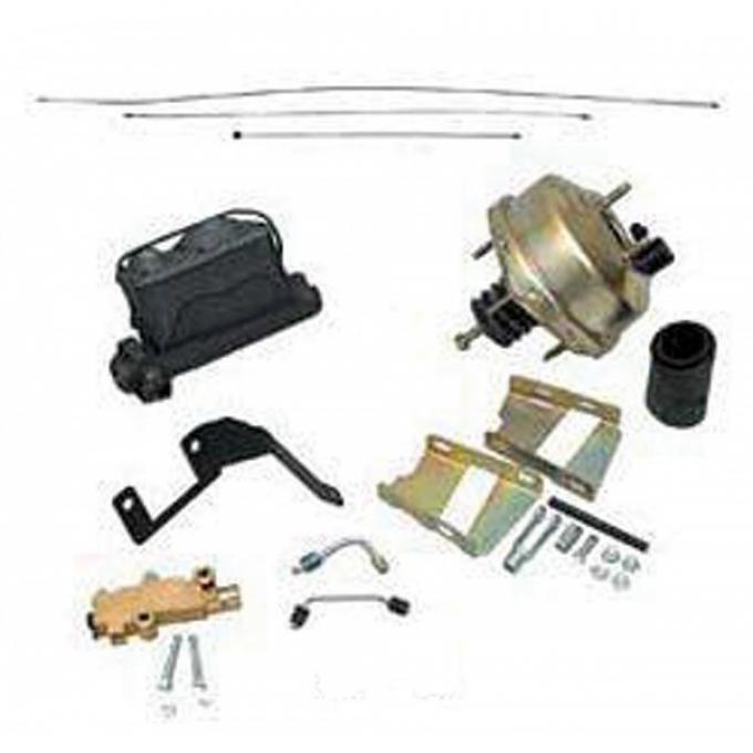 Full Size Chevy Power Booster & Dual Master Cylinder Conversion Kit, For Drum Brakes, With GM Proportioning Valve, 1958-1964