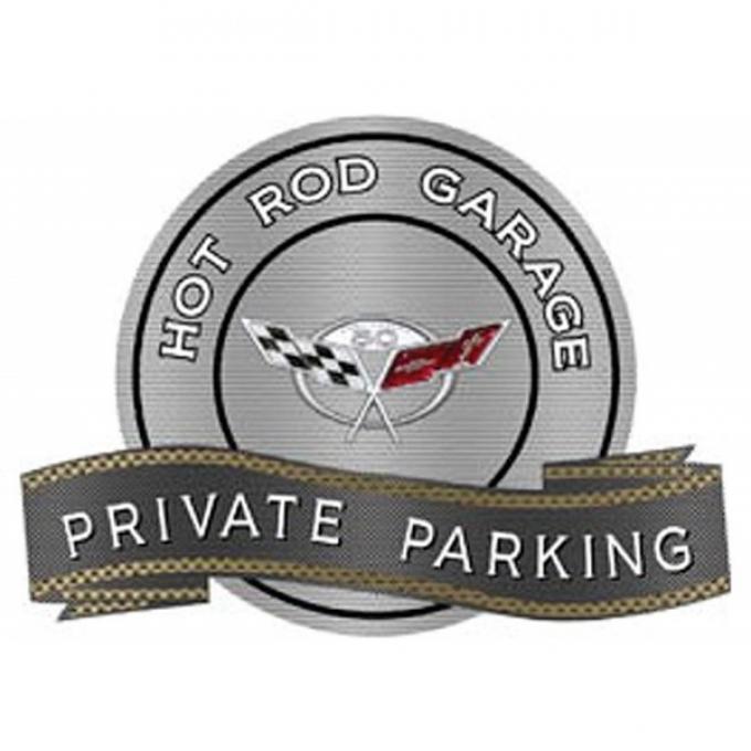 Corvette C5 50th Anniversary Emblem Hot Rod Garage Private Parking Metal Sign, 18" X 14"