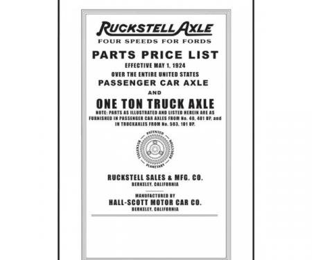 Model T Ford Ruckstell Parts List - 6 Pages - 3 Illustrations