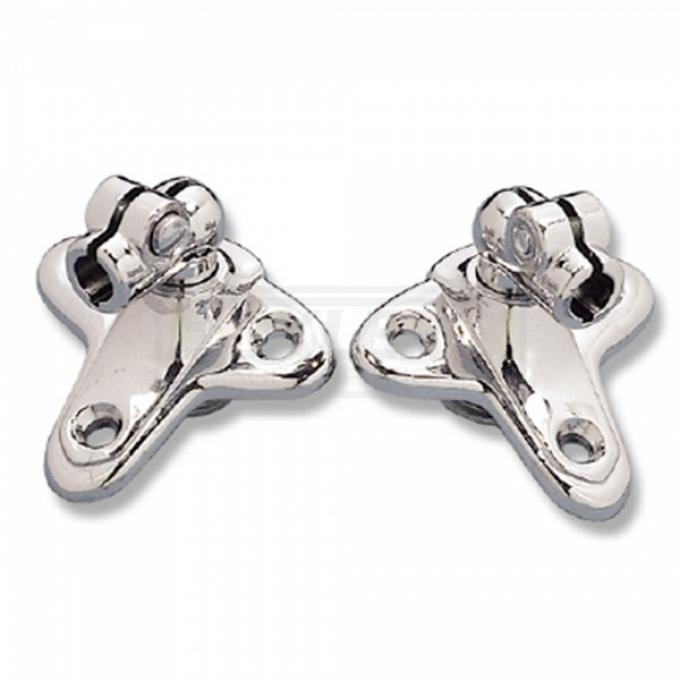 Chevy Sunvisor Brackets, Chrome, Non-Convertible, Show Quality, 1955-1957