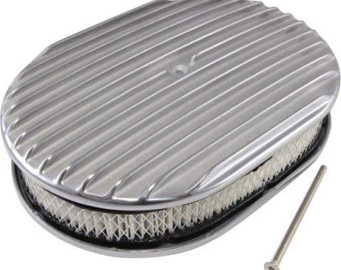 Air Cleaner, Oval Full Finned Polished Aluminum, 12