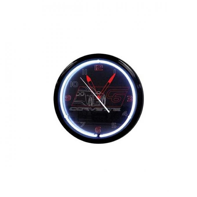 Corvette Black Neon Wall Clock With C6 Outline