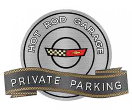 Corvette C4 1984-1990 Emblem Hot Rod Garage Private ParkingMetal Sign, 18" X 14"
