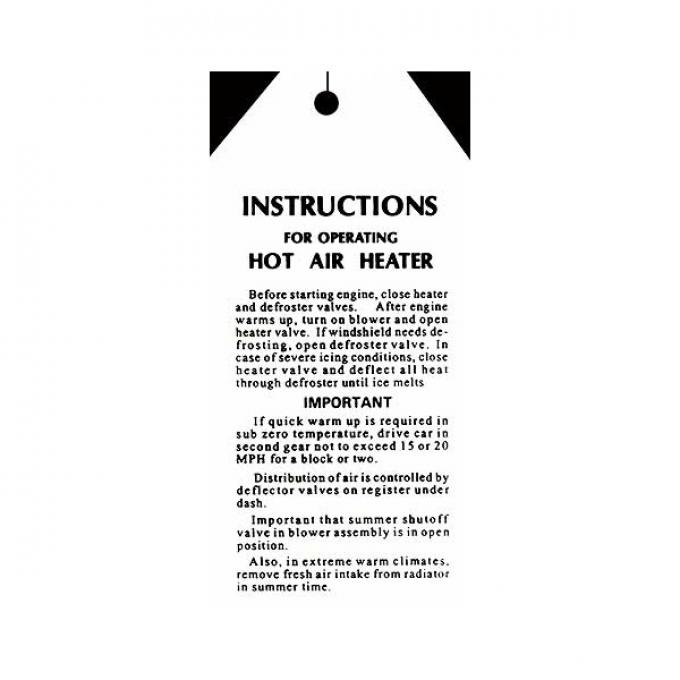 Hot Water Heater Instruction Card - Ford