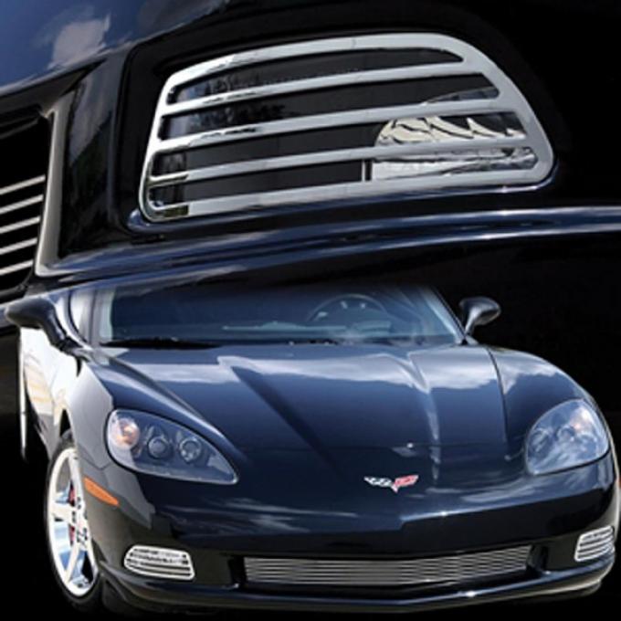Corvette Front Turn Signal Bezels, Signal, Billet Chrome, Pair, 2005-2013