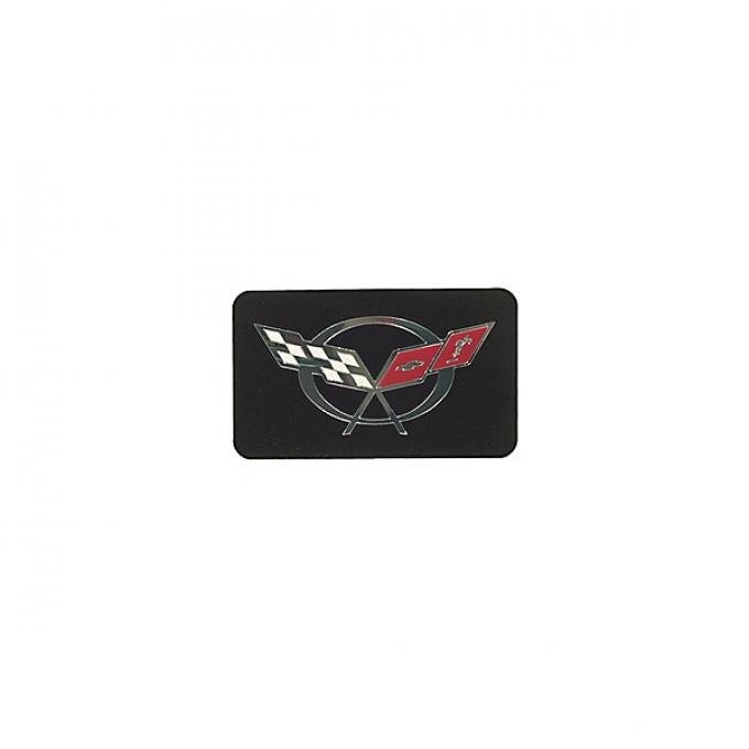 Corvette Exhaust Plate, Black with C5 Logo, 1997-2004