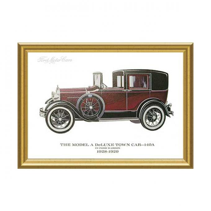 Model A Print - 28-29 Ford Deluxe Town Sedan (140A) - 11 X 14 - Framed