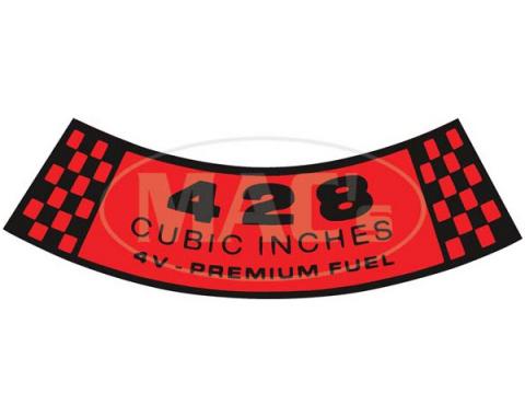 Ford Mustang Air Cleaner Decal - 428-4V Premium Fuel