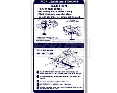 Firebird Jacking Instruction Decal, Early 1970