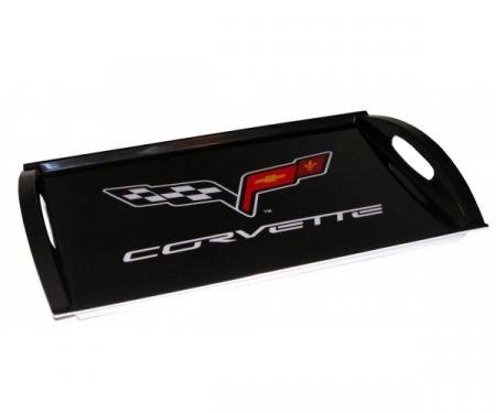 Corvette Serving Tray, Black, C6 Logo