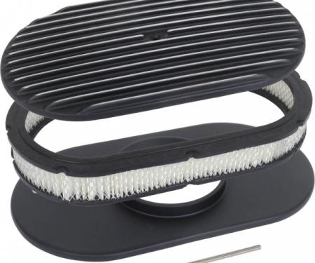 Finned Aluminum Air Cleaner, 15'' Oval With Black Finish, 1932-1985