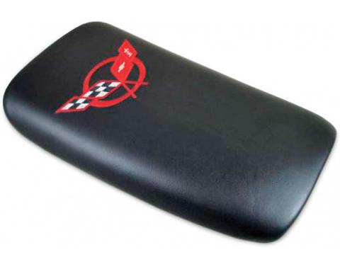 CA 1997-2004 Chevrolet Corvette Embroidered Console Lid Black with Red Logo 46801