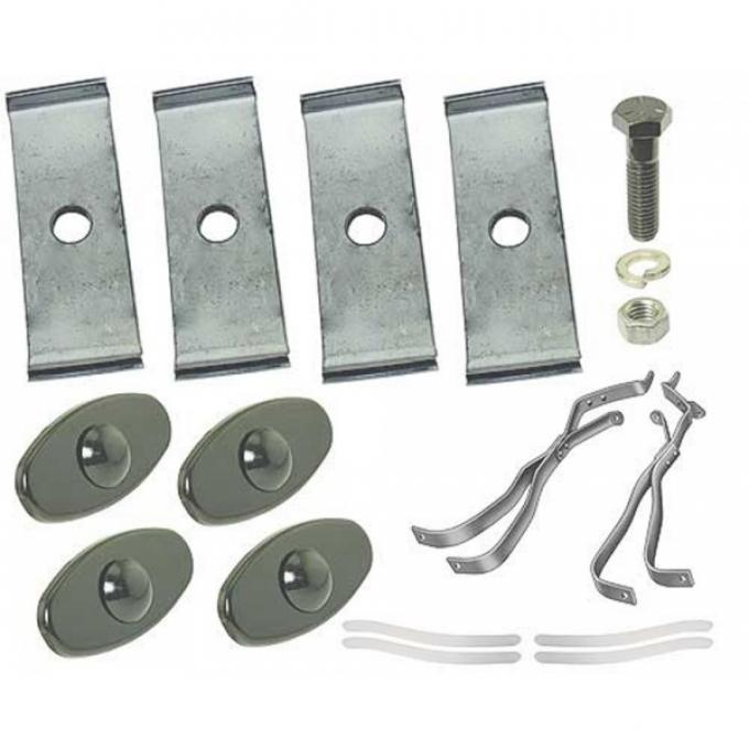 Model T Ford Rear Bumper Kit, Complete, Split Bar, Inc Black Clamps