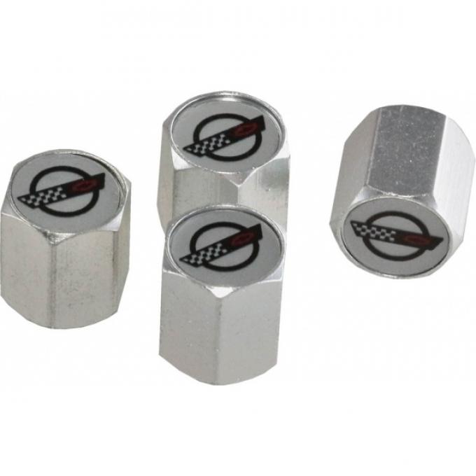 Corvette C4 Logo Valve Stem Caps, Aluminum