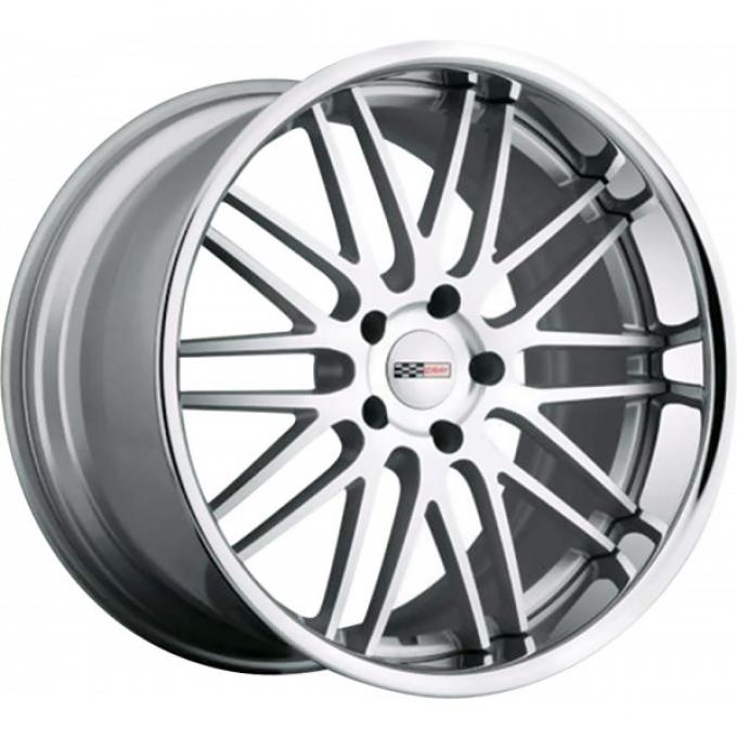 Corvette Wheel, Cray Hawk 18x10.5",  Rear, Silver With Machine Face And Chrome Stainless Lip, 1984-2017