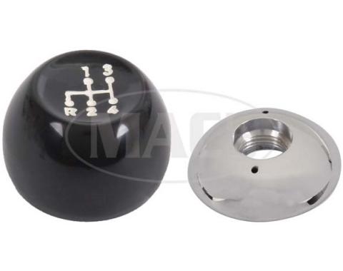 Floor Shift Knob - Manual Transmission - Upper Portion Is Black With 4 Speed Pattern In White & Lower Part Chrome Plated - Falcon