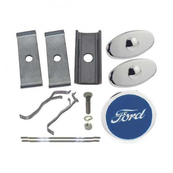 Model T Ford Rear Bumper Kit, Complete, Full Bar, Inc Chrome Clamps