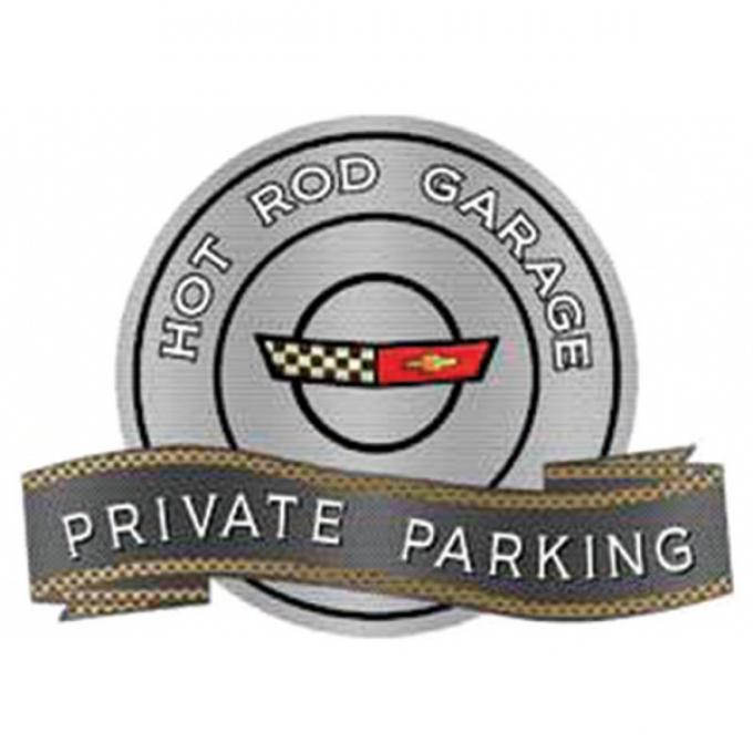 Corvette C4 1984-1990 Emblem Hot Rod Garage Private ParkingMetal Sign, 18" X 14"