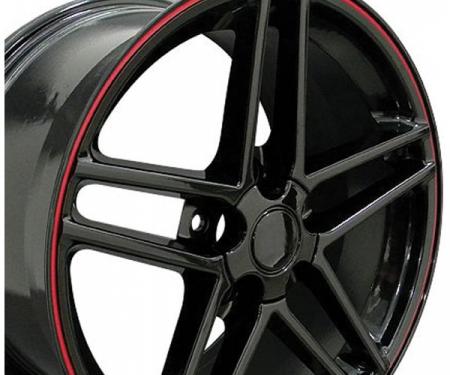 Corvette 18 X 9.5 C6 Z06 Reproduction Wheel, Black With RedBanding, 1988-2004