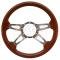 Full Size Chevy Steering Wheel, Volante S9, Walnut Wood Finish, 1958-1984