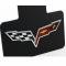 Corvette Factory Exhaust Enhancer Plate, Stainless Steel, With Black Background & Crossed-Flags Logo, 2005-2013