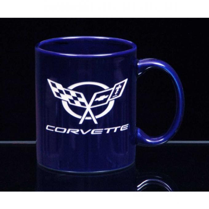 Corvette 11 Ounce Coffee Mug, C-Handle, Cobalt Blue, 1953-2013 | Corvette 11 Ounce Coffee Mug, C-Handle, Cobalt Blue, 1962 Crossed Flags