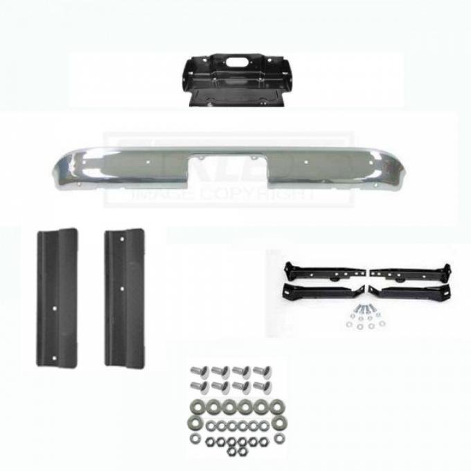 Chevy or GMC Truck Rear Bumper Kit, Chrome, Show Quality, Stepside, 4WD, 1967-1972