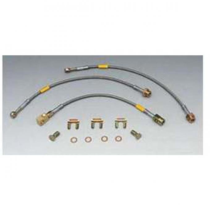 Firebird Braided Disc Brake Hose Kit, Stainless Steel, With Rear Drum Brakes, Goodridge, 1982-1983