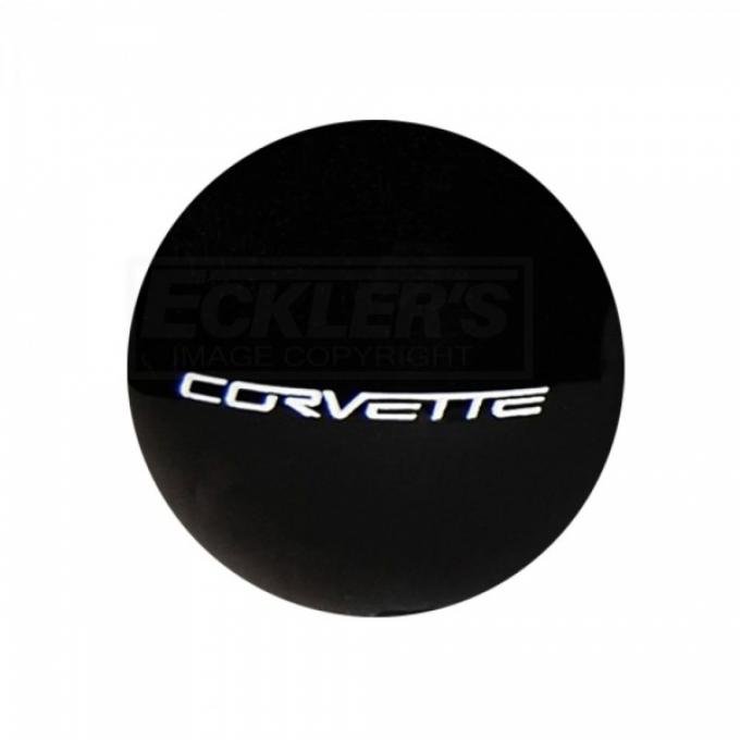 Corvette Black Shift Knob, White Corvette Logo And 7-Speed Pattern, 2014-2017