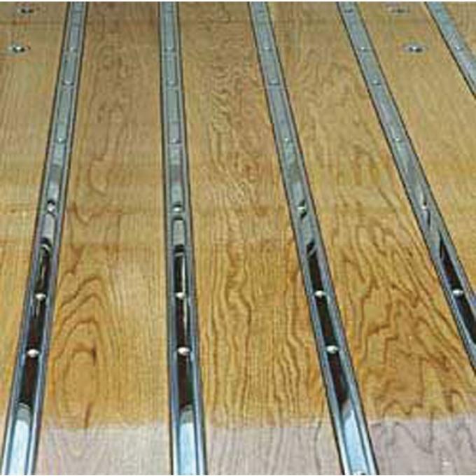 Chevy Truck Bed Flooring, Short Bed Step Side, Standard Mounting Holes, Oak Wood, With Polished Stainless Steel Bed Strips, 1967-1972