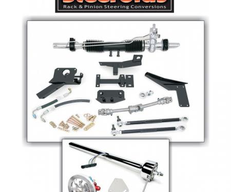 Corvette Rack & Pinion Conversion Kit, Steeroids, With Manual Steering, Black Powder Coated Column, 1958-1962