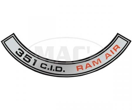 Ford Mustang Air Cleaner Decal - Shelby 351 Ram Air