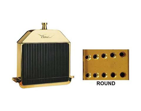 Model T Ford Radiator - Brass - Winged Ford Script - Round Tube Type