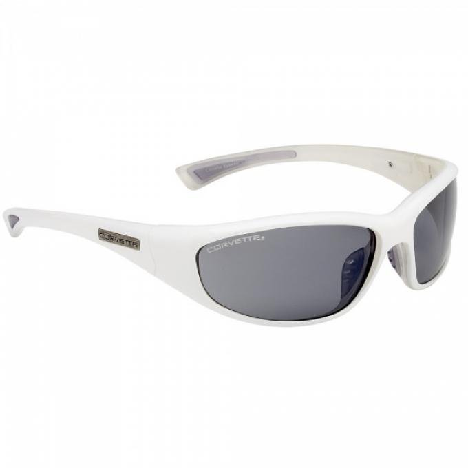 Corvette Eyewear Sunglasses, With Corvette Name, Smoke Mirror Lenses, White