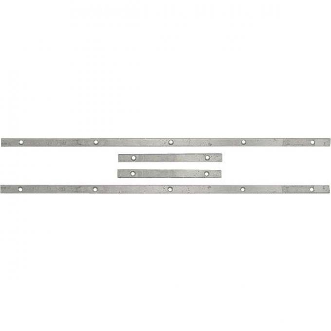 Model A Ford Rear Floor Pan Spring Hump Strap Set - Town Sedan & Victoria & Deluxe Phaeton & Convertible Sedan - 4 Piece Set