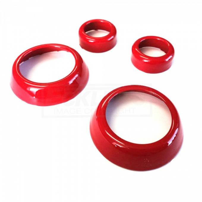 Corvette Radio Dash Knobs Trim Rings, Painted Body Color 4-Piece Set, 2014-2017 | Torch Red - GKZ