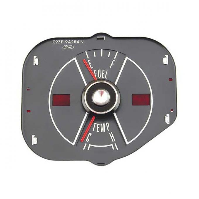 Ford Mustang Fuel & Temperature Gauge Assembly - With Gray Face - Replaces Stamping # C9ZF-9A284