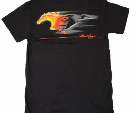 Flaming Tribal Pony T-Shirt, Black