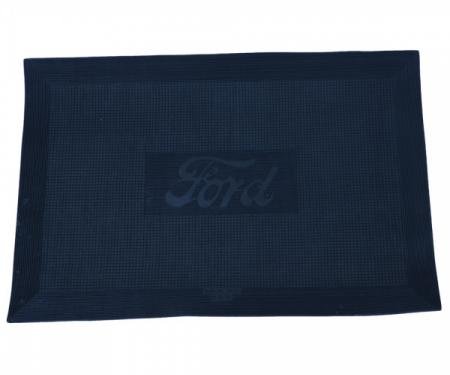 Model T Ford Rear Floor Mat - Heavy-duty Rubber - 19 x 29 x1/8 Thick - Black With Ford Script - For Touring Only