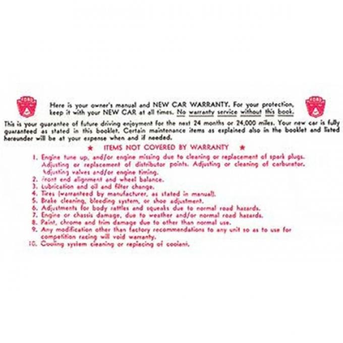 Owner Manual Envelope - Fairlane